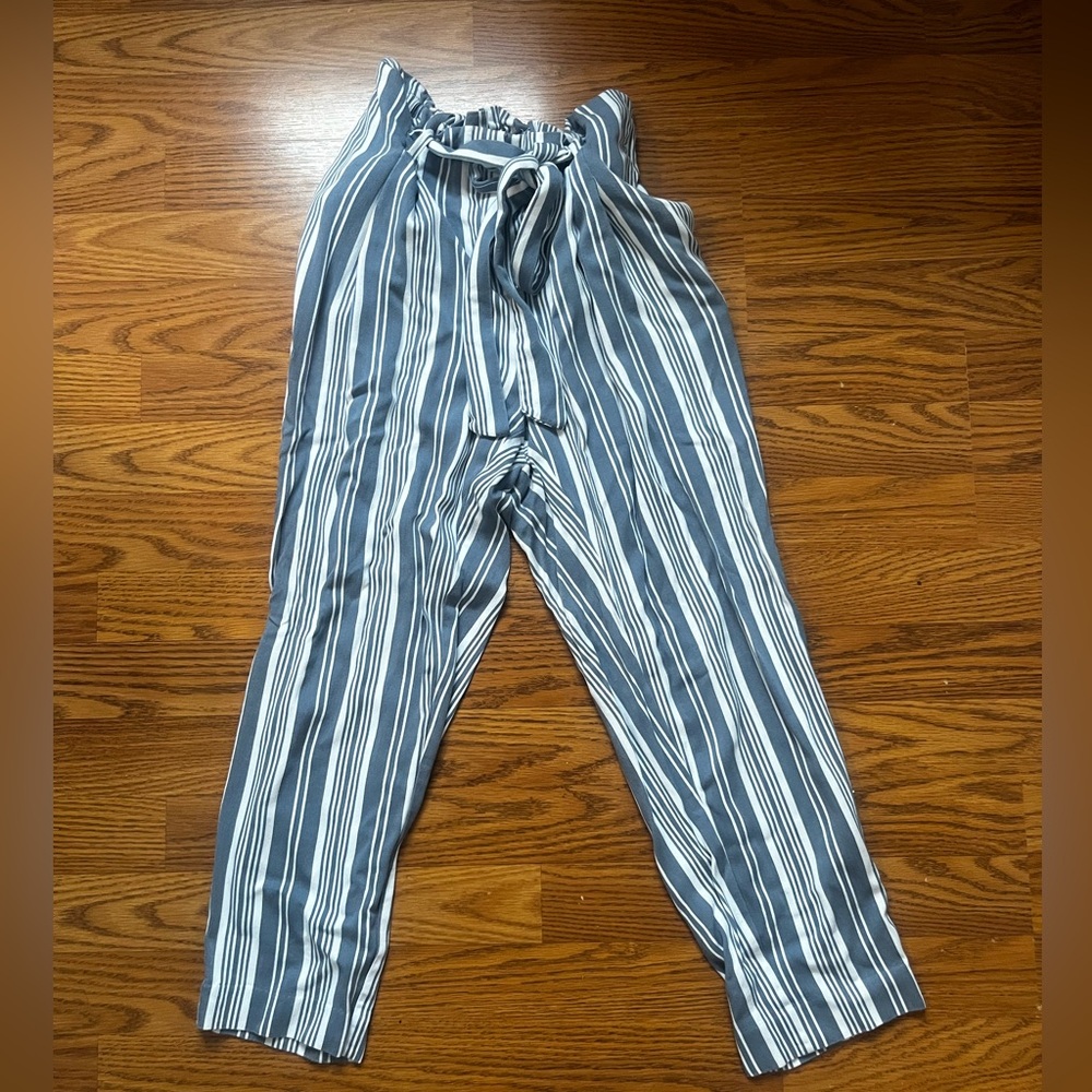 LOFT Stripped Paper Bag Pants